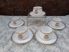 Mansard, Paradis Paris Porcelain Gold Monogram Coffee cups and saucers Set#2