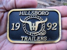 Vtg HILLSBORO Belt Buckle 1992 Livestock Trailer DYNA Truck BED Brass RARE VG++
