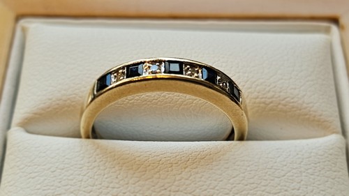 9ct gold sapphire diamond - gold,