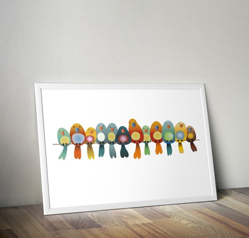 Birds wire hand drawn - birds, hand-drawn