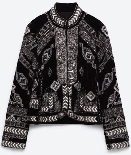 Zara black jacket velvet - black,