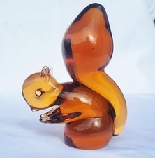 Vintage Wedgewood Amber Art Glass Squirrel Paper Weight