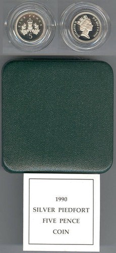 1990 silver proof piedfort - , 5p