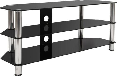 Black glass corner stand - black, tv