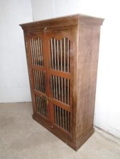 A Handmade Indian Mango & Teak Grill Painted Brown 2 Door Kitchen Cupboard