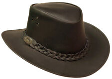 Genuine Leather Hat Western Cowboy Style Australian Bush Unisex Removable Strap