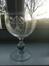 Bespoke Masonic Glass Bowl Wheel Engraved With Numerous Symbols