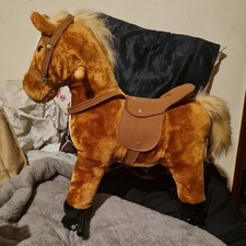 HOMCOM Plush  Horse Ride-On Toy with Wheels and Realistic Sounds Quality Riding