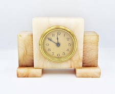 ART DECO ONYX & BRASS MANTEL CLOCK c1925