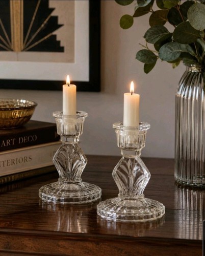 Pair art deco candle - art,