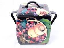 Moorcroft Twin Handled Lidded Biscuit Box. Queens Choice Design.