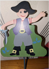 Wooden Pirate Novelty Coat Hook. 5" x 5.5" . 2.5" hook