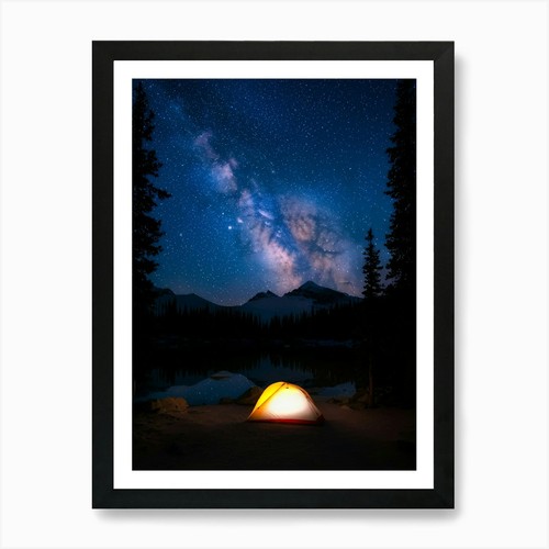 Starry night camping tent - night,