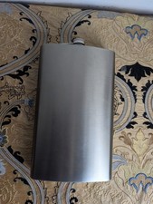 JUMBO 64 oz LARGE STAINLESS STEEL HIP FLASK WITH SCREW TOP LID - 12" TALL