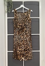 Gina Bacconi Sheath Dress Size 12 Leopard Animal Print Mob Wife Cocktail Cruise