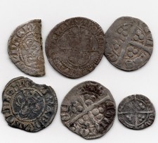 Job Lot x6 GB Silver Hammered Coins, Edward Penny, Elizabeth I etc. Nice Lot