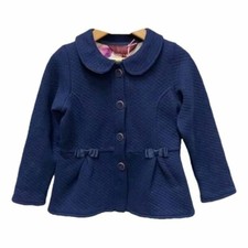 TED BAKER Girls Kids Blue Bow Collared Quilted Winter Pea Coat Jacket NWT Size 3