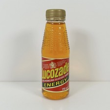 Vintage Glass 1995 LUCOZADE Energy Drink Bottle - STILL SEALED