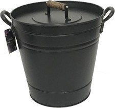 14L Ash Bucket With Lid Fireplace Black Insulated Hot Ash Storage Bucket