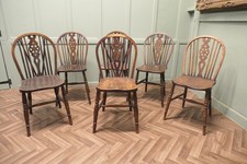 Harlequin Set of 6 Beech & Elm Wheel Back Windsor Kitchen Dining Chairs