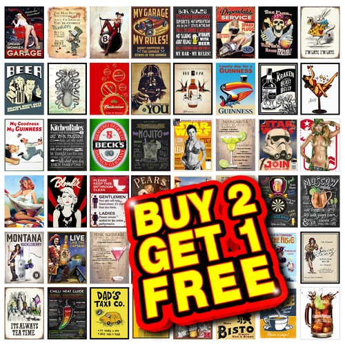 Metal tin sign plaque - tin, bar
