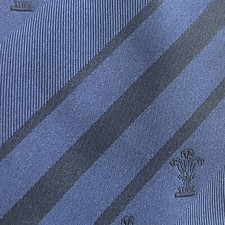 £45 WELSH RUGBY UNION MENS BLUE STRIPE & WRU LOGO RUGBY FAN HAND MADE TIE Y7