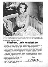 1951 Advert PONDS Vanishing/Cold Cream Small ELIZABETH LADY RENDELESHAM Print Ad