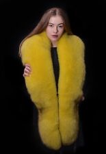 Genuine Yellow Lemon Blue Fox Fur Handmade Stole Boa Shawl Wrap Scarf 70"