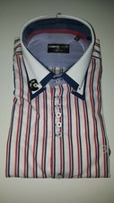 Mens 7 Camicie STRIPED R,B,W