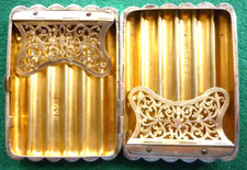 ANTIQUE QUALITY STERLING SILVER CIGAR CHEROOT CASE 6 SECTIONS CIRCA 1889