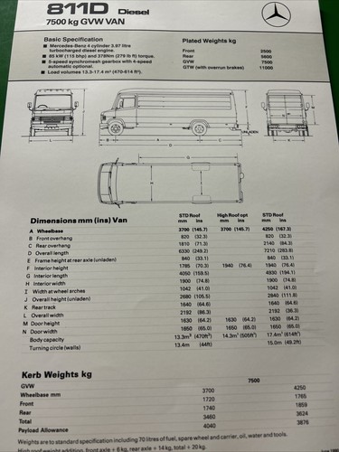 Mercedes benz 811d gvw - benz,