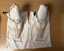 GHAZAL Paris NUDE Patent Jackie Stiletto T Bar Strap High Heels Shoes UK7 EU40