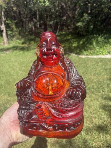 Rare red resin lucky buddha - resin,