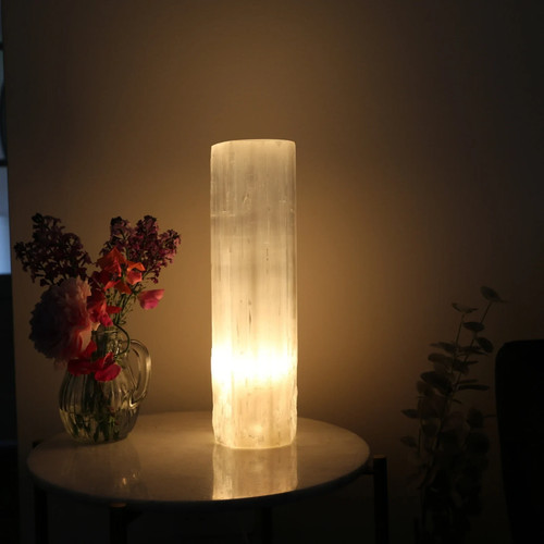 Selenite cylinder lamp crystal - cylinder,