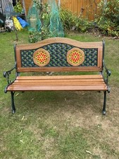 cast iron bench With Reclaimed Mahogany Hardwood .hand Made