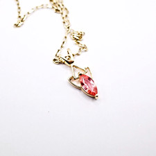 18ct Gold Pendant with PADPARADSCHA Sapphire - 0.88ct Marquise Solitaire