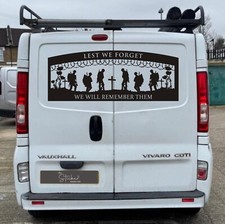 1x Lest We Forget Car/Van Decal Compatible with Vauxhall Vivaro Graphics v15