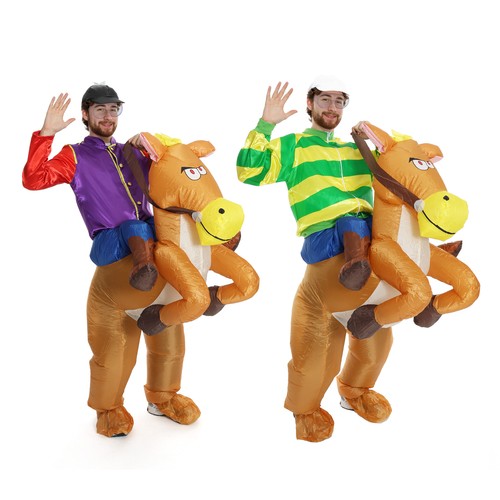 Jockey riding inflatable horse - inflatable,