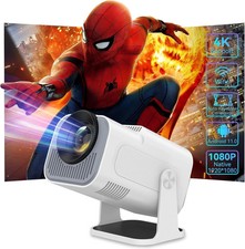 Mini Projector 4K with WiFi 6 & Bluetooth - Android 11.0, 180° Rotatable - White
