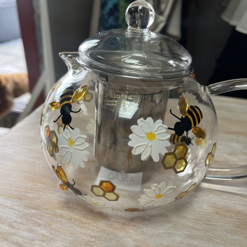 Hand painted bee teapot - hand,