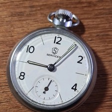 Vintage Chrome Services Pocket Watch Working 