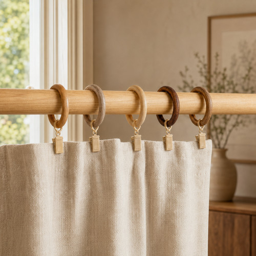 Wooden curtain rings with - wooden,