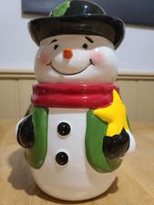 Ringtons Dan The Snowman Cookie Jar 9" Ceramic Christmas Storage Collectors Mint