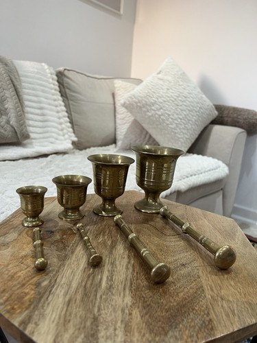 Set vintage brass mortar - brass,