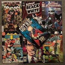 6x Batman and related comic issues, and a graphic novel. DC Comics 