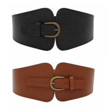 Womens Waistband Belt Wide Faux Leather Fashion Elastic Stretch Corset Cinch