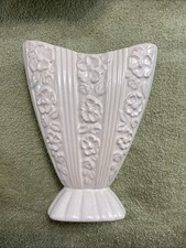 Arthur Wood Art deco White Embossed Vase App 8” Tall