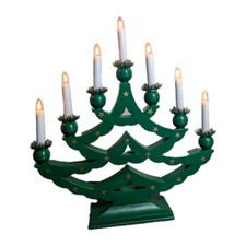 Vintage Tree Candle Bridge Green 7 Bulbs Festive Deluxe Tree Shaped Rare T17