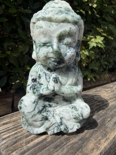 Druzy moss agate buddha - moss,