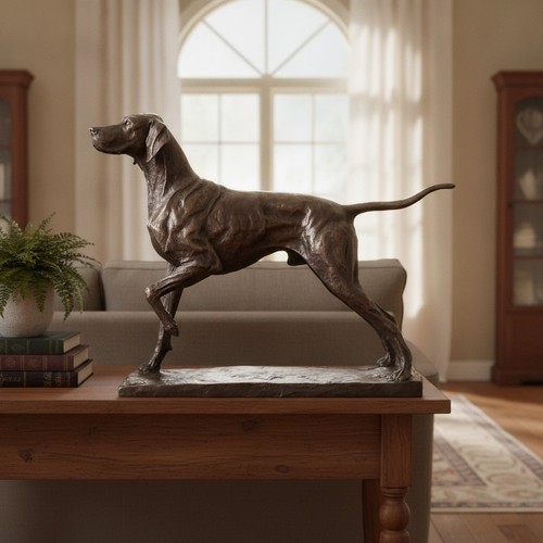 Bronze pointer dog sculpture - pointer,